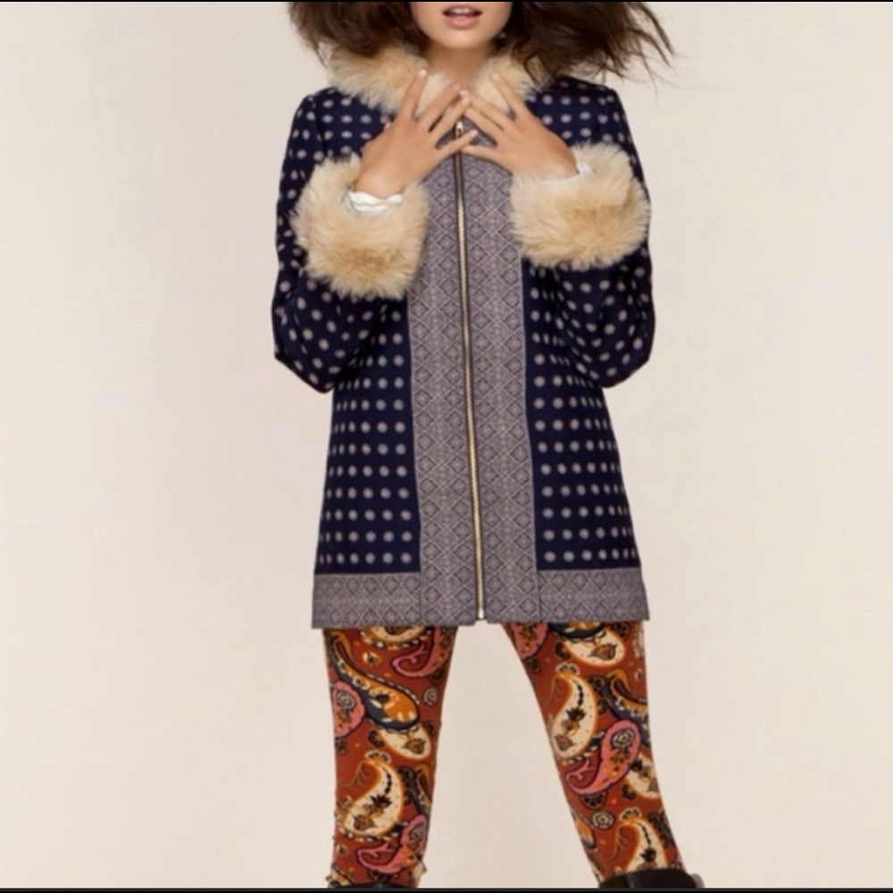 Anthropologie Madchen Blue Geo Skien Coat